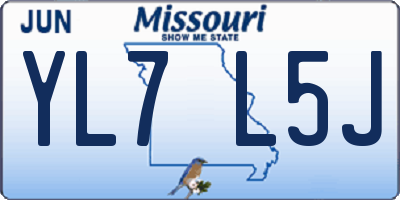 MO license plate YL7L5J