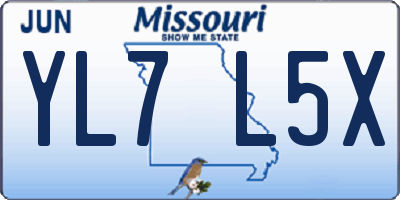 MO license plate YL7L5X
