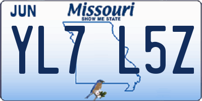 MO license plate YL7L5Z