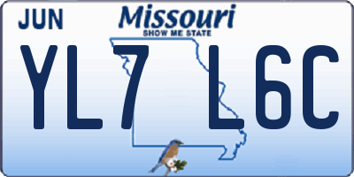 MO license plate YL7L6C