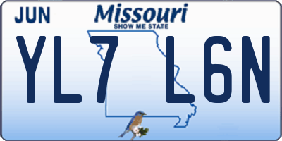 MO license plate YL7L6N