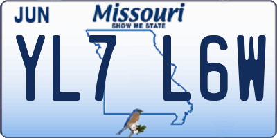 MO license plate YL7L6W