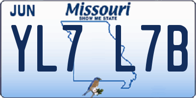 MO license plate YL7L7B