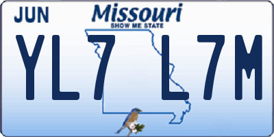 MO license plate YL7L7M