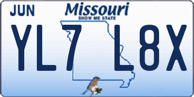 MO license plate YL7L8X