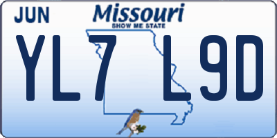 MO license plate YL7L9D
