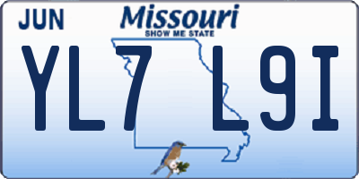 MO license plate YL7L9I