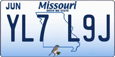MO license plate YL7L9J