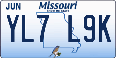 MO license plate YL7L9K