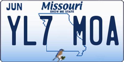 MO license plate YL7M0A