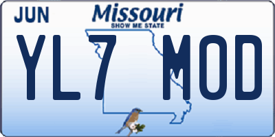 MO license plate YL7M0D