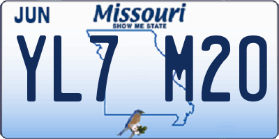 MO license plate YL7M2O