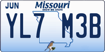 MO license plate YL7M3B