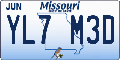 MO license plate YL7M3D
