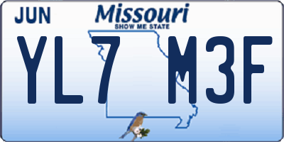 MO license plate YL7M3F