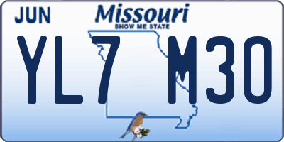MO license plate YL7M3O