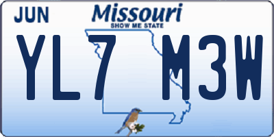 MO license plate YL7M3W