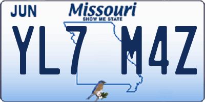 MO license plate YL7M4Z