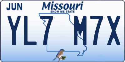 MO license plate YL7M7X