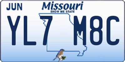 MO license plate YL7M8C