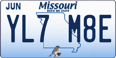 MO license plate YL7M8E