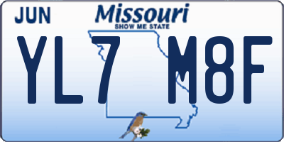 MO license plate YL7M8F