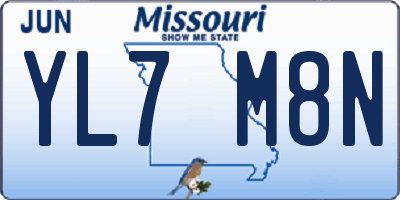 MO license plate YL7M8N