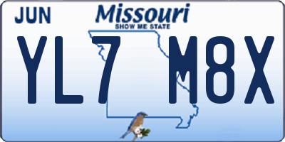 MO license plate YL7M8X