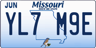 MO license plate YL7M9E