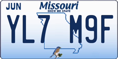 MO license plate YL7M9F