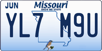 MO license plate YL7M9U