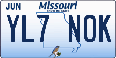 MO license plate YL7N0K
