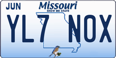 MO license plate YL7N0X