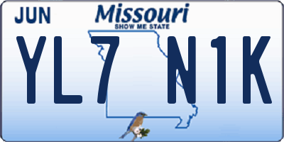 MO license plate YL7N1K