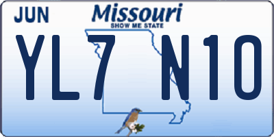 MO license plate YL7N1O