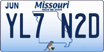 MO license plate YL7N2D