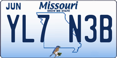 MO license plate YL7N3B