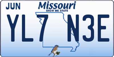MO license plate YL7N3E