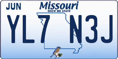 MO license plate YL7N3J