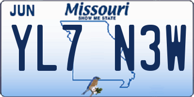 MO license plate YL7N3W