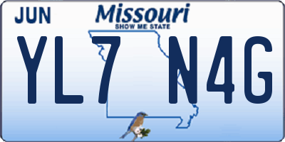 MO license plate YL7N4G