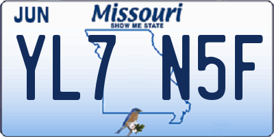 MO license plate YL7N5F
