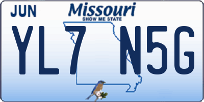 MO license plate YL7N5G