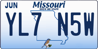 MO license plate YL7N5W