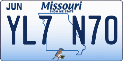 MO license plate YL7N7O