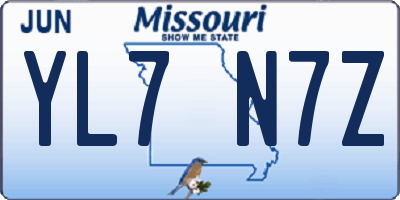 MO license plate YL7N7Z