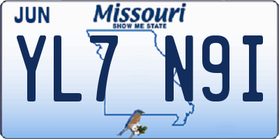 MO license plate YL7N9I