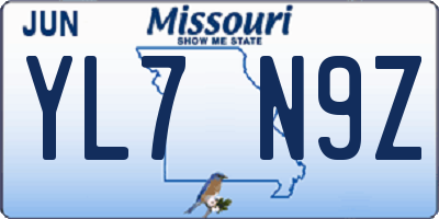 MO license plate YL7N9Z