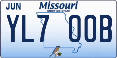 MO license plate YL7O0B