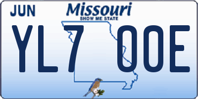 MO license plate YL7O0E